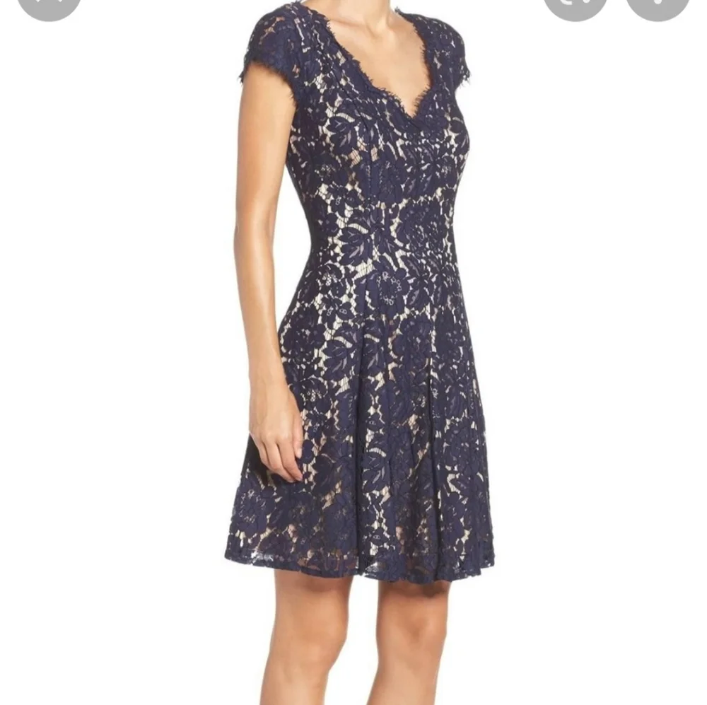 Eliza J Fit and Flare Dress in Navy - Picture 2 of 11